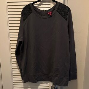 Merona Dark Gray Crewneck Top with Back Zip